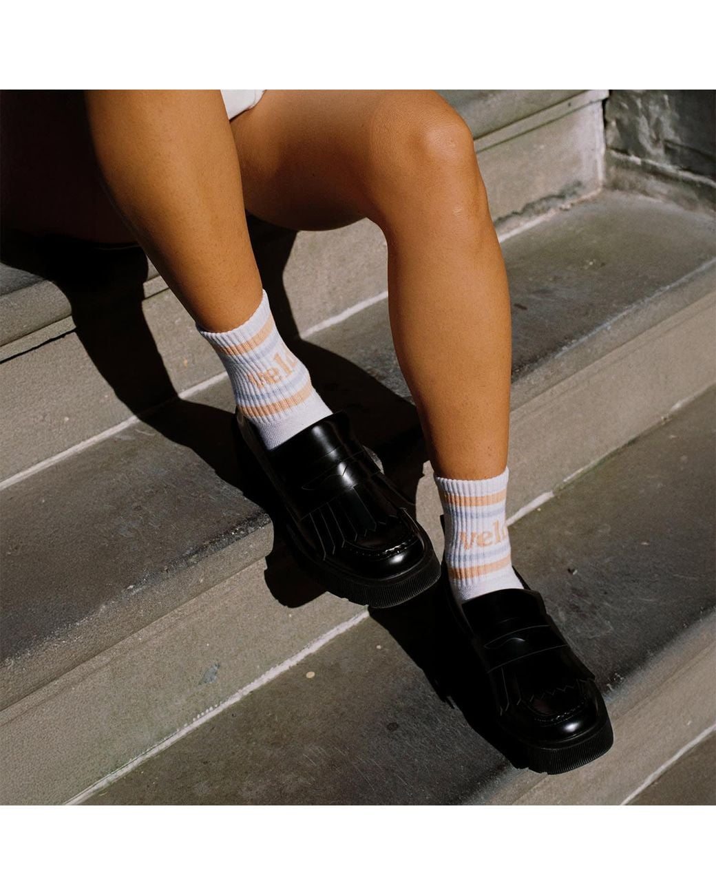 VLD White Laurel Knitted Sock