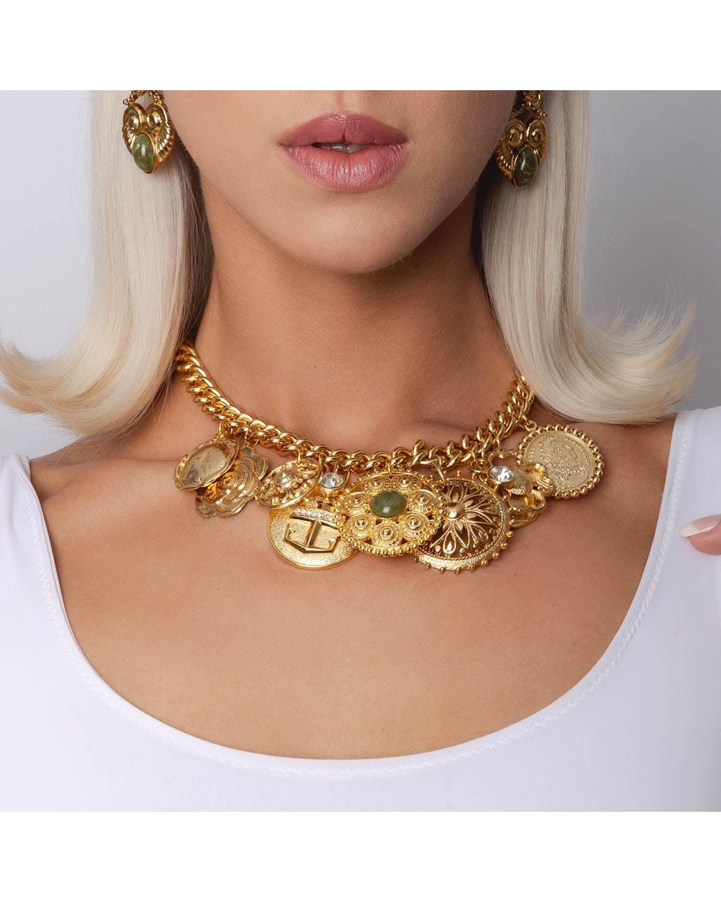Caramel Vintage Jewellery Metallic Vintage Plated Disco Chain Necklace