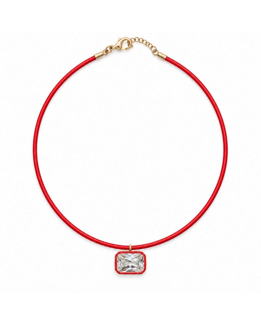SHYMI Red Color Cord Pendant Necklace