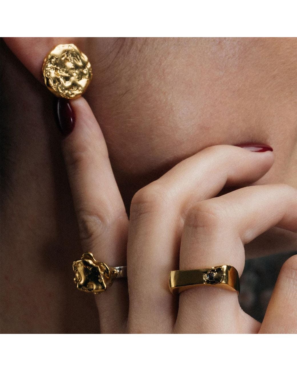 Moca Jewellery Brown Grain Circle Stud Earrings