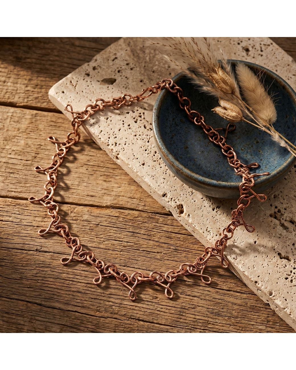 Anatoliacraft Metallic Copper Chain Statement Necklace