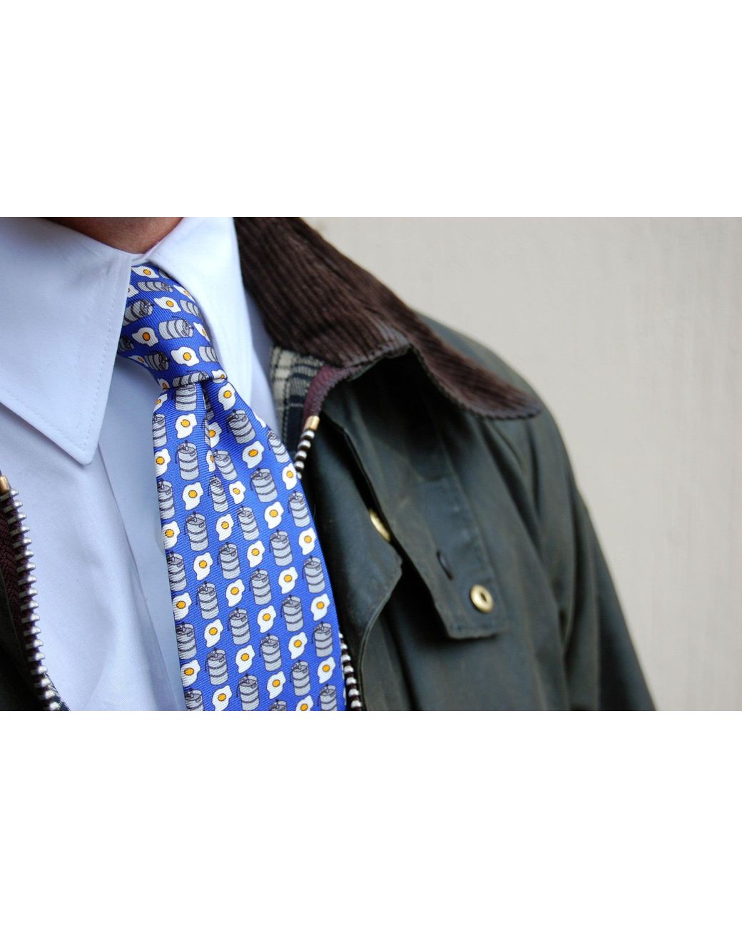 Lazyjack Press Blue Kegs & Eggs Tie for men