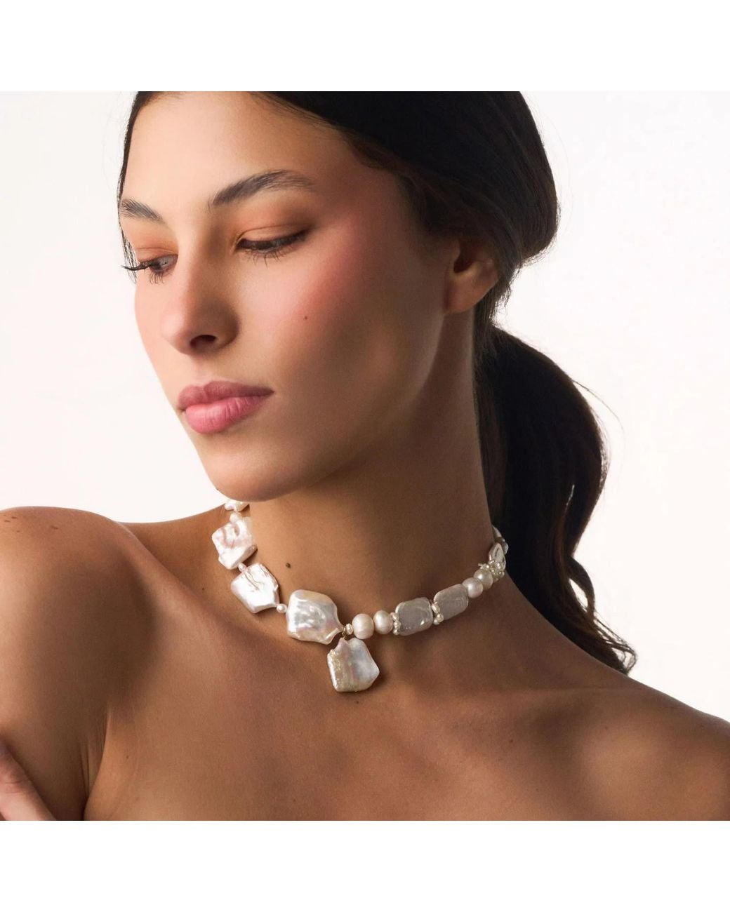 Eyeconic by Samar Ajram Metallic Pearl Muse Necklace
