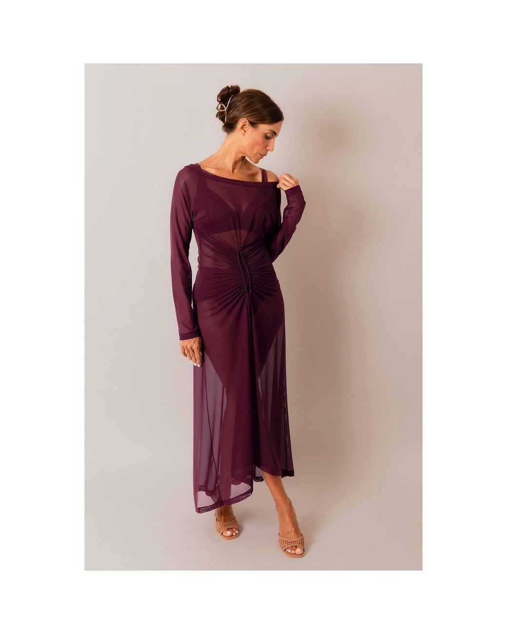Serotone Swim Purple Mesh Long Dress