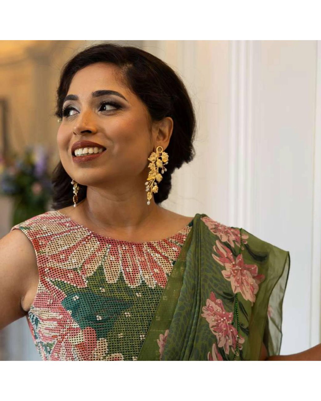 Meraki by Rashmi Bajaj Metallic Fiano De Perla Plated Dangle Earrings With Pearl Drops