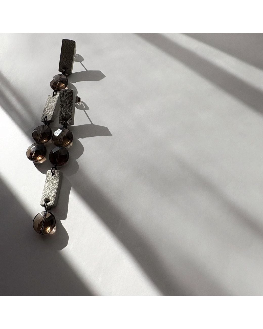 WAIWAI Metallic Neutrals Smoky Quartz Drop Earrings