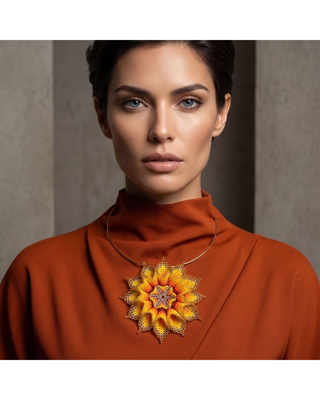 Iliana Arrazola Multicolor Dahlia Flower Choker, And, Glass Beads, Beaded Jewelry