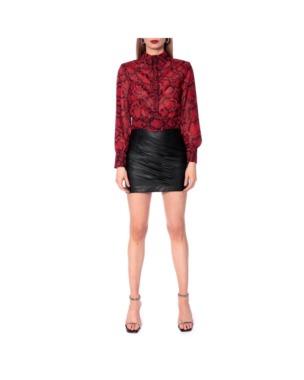 AGGI by HALEWSKI Black Jolie Cynical Creased Vegan Leather Mini Skirt