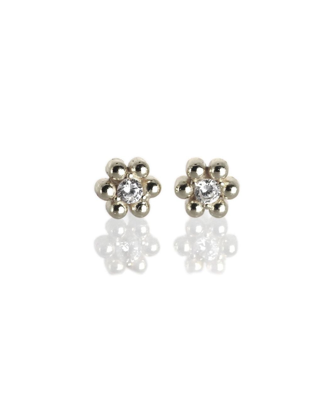 VicStoneNYC Fine Jewelry White Natural Diamond Flower Stud Earrings