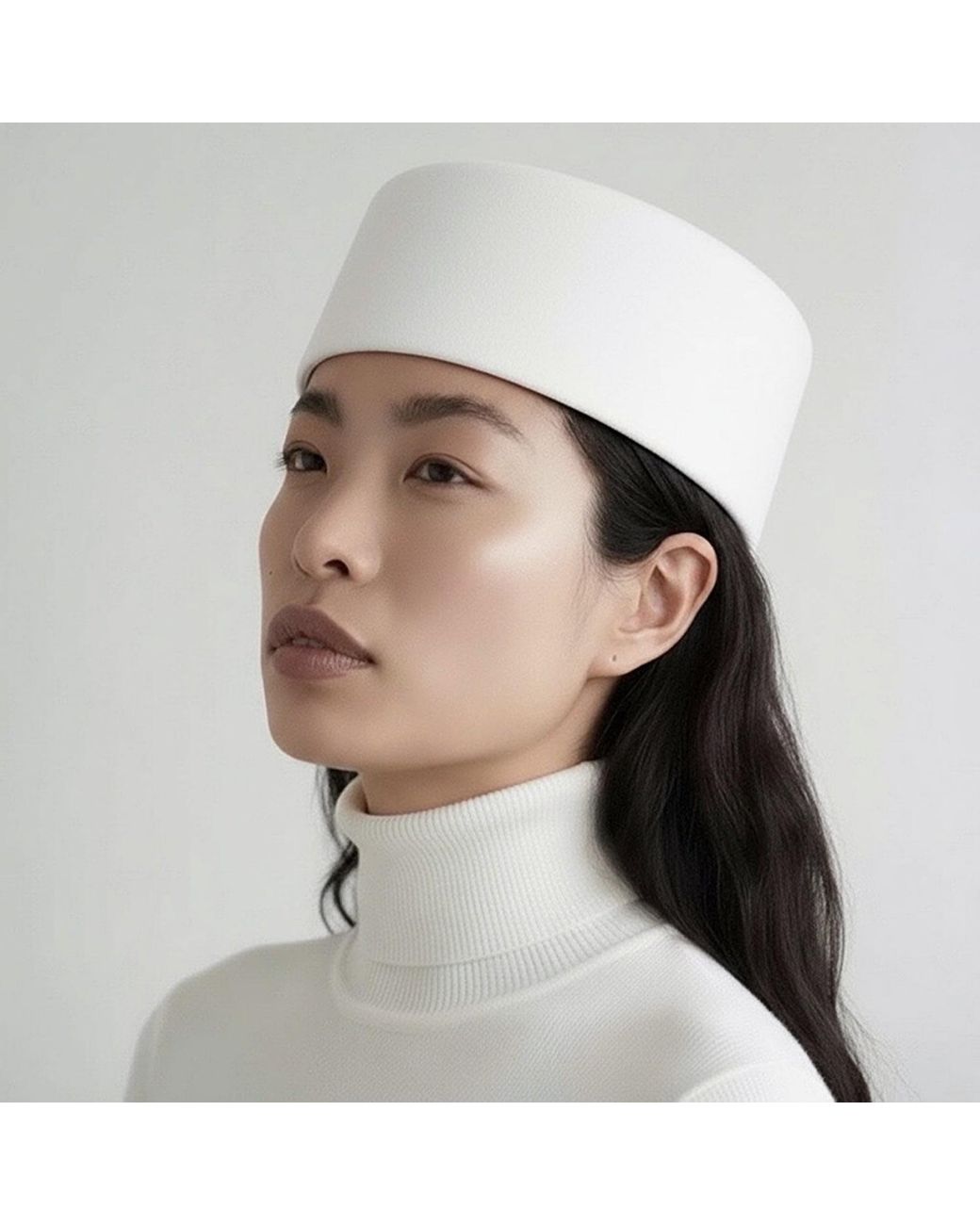 London Atelier Byproduct White Wool Pillbox Hat