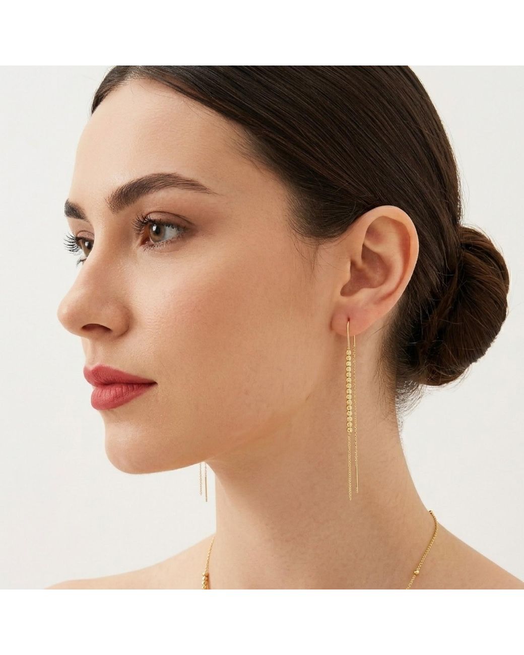 Spero London Metallic Sterling Dorissa Chain Bead Drop Earring