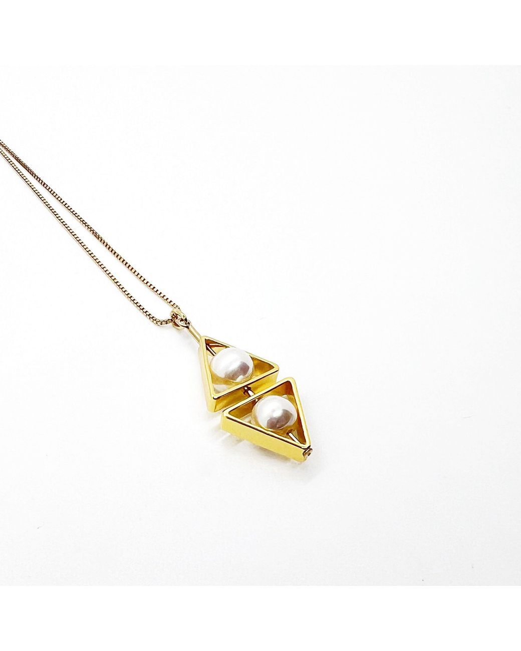 Aracheli Studio Metallic Double Triangle Pearl Art Necklace