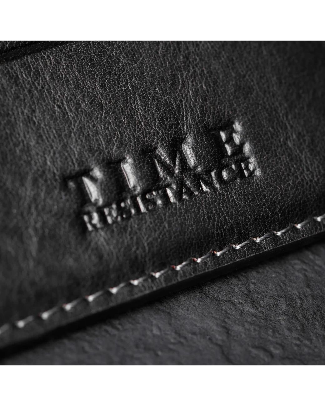 Time Resistance Black Leather Credit Card Case Business Card Case