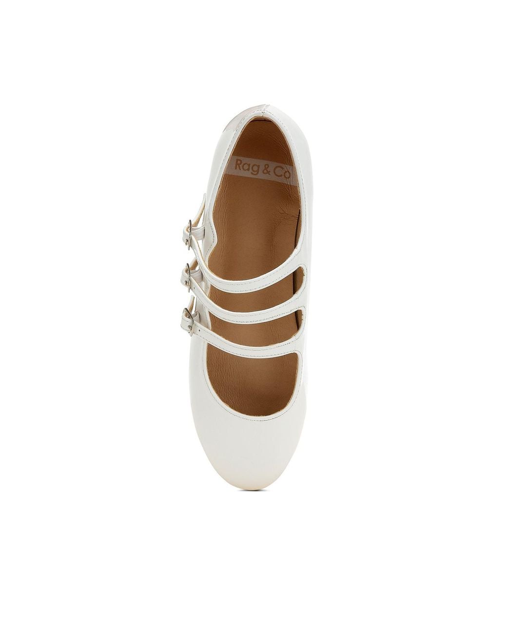 Rag & Co White Macarina Triple Strap Mary Jane Ballerinas