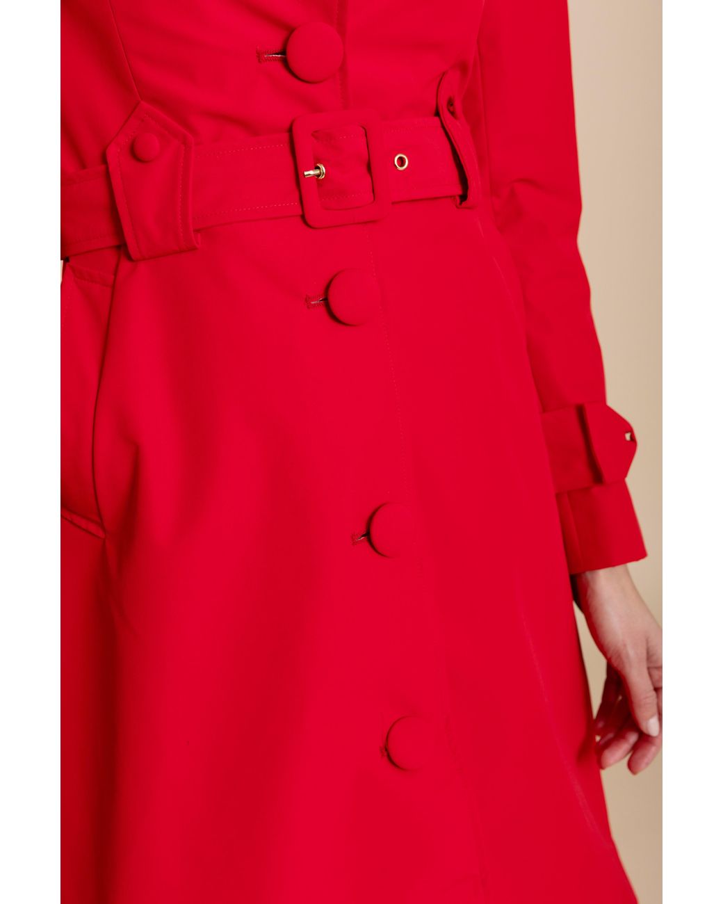 Santinni Red 'Ingrid' Raincoat With Detachable Hood & Bows