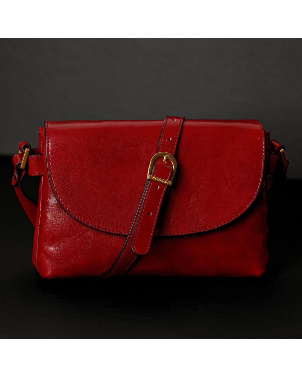 Time Resistance Red Leather Cross Body Bag For
