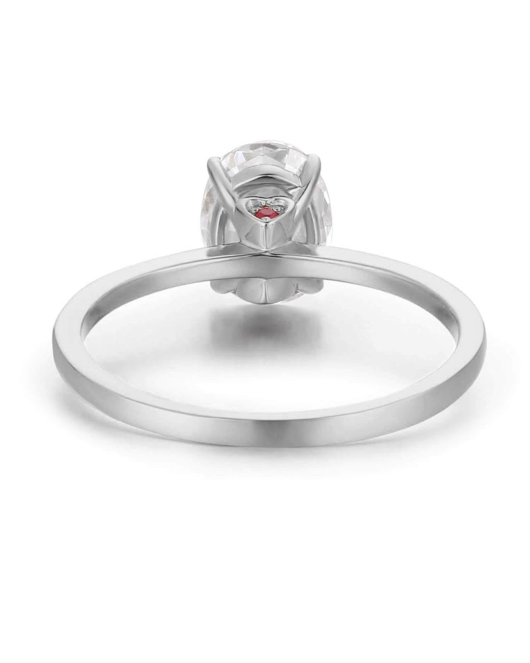 Azura Jewelry New York White Hidden Ruby Heart Oval Moissanite Solid Ring