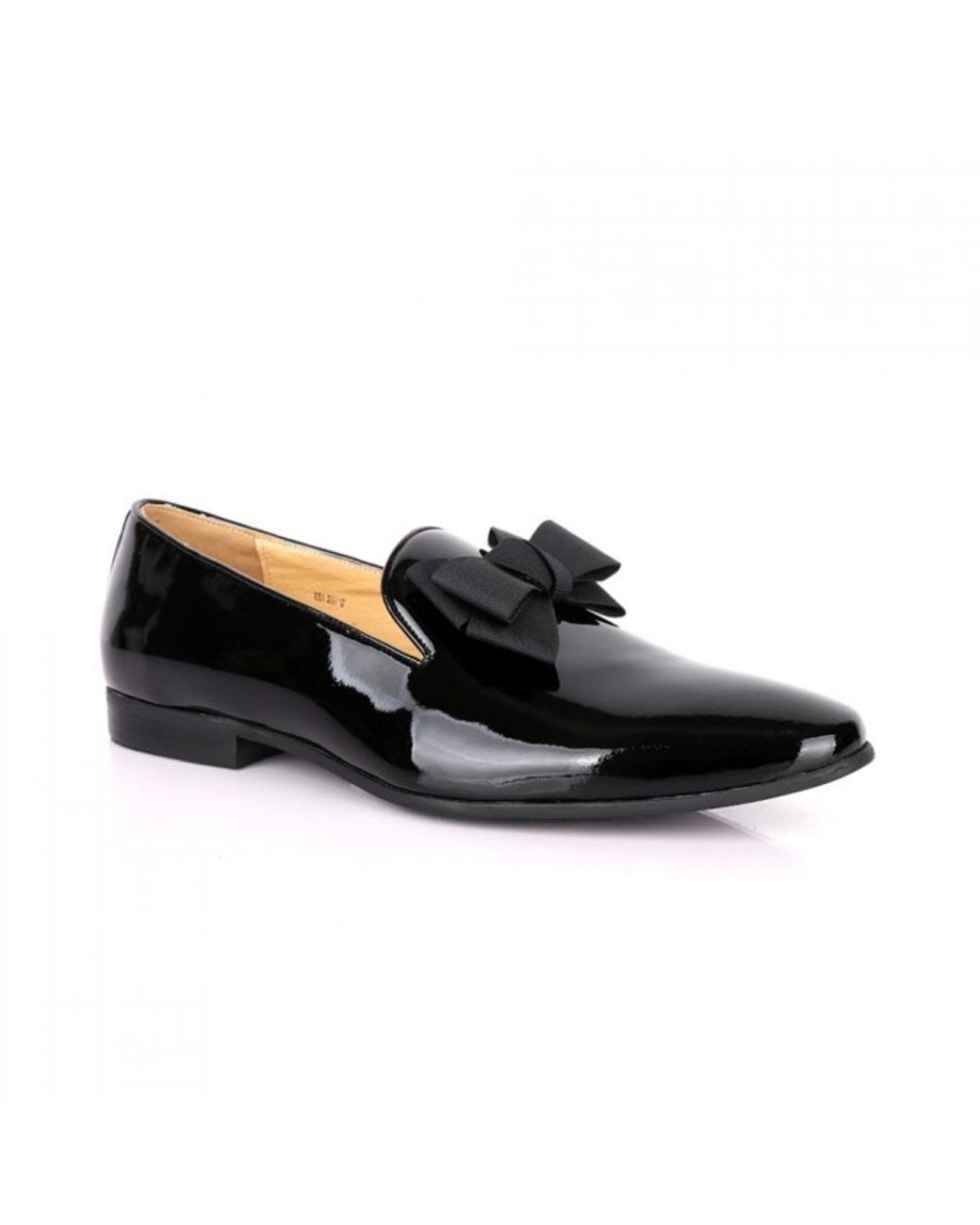 DAVID WEJ Black Alfred Patent Bow Tie Loafers for men