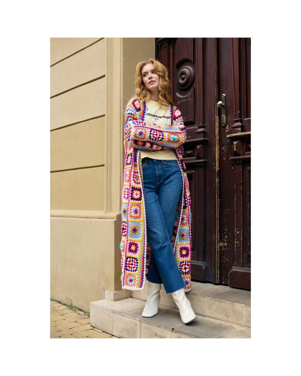 Saachi Crochet Multicolored Square Kimono