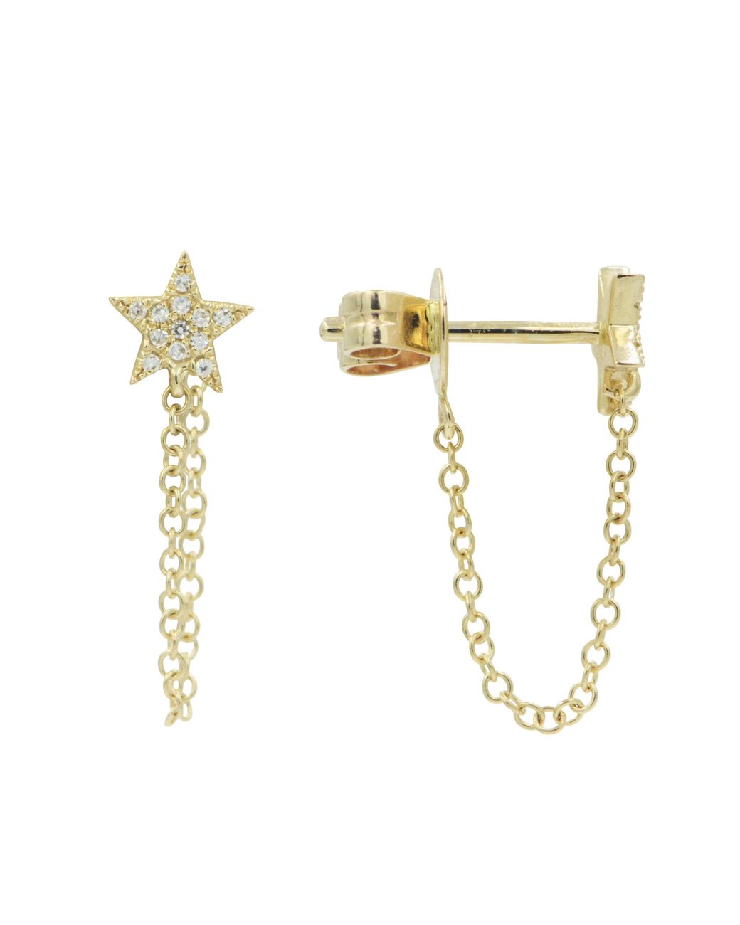 KAMARIA Metallic Star Chain Diamond Stud Earrings