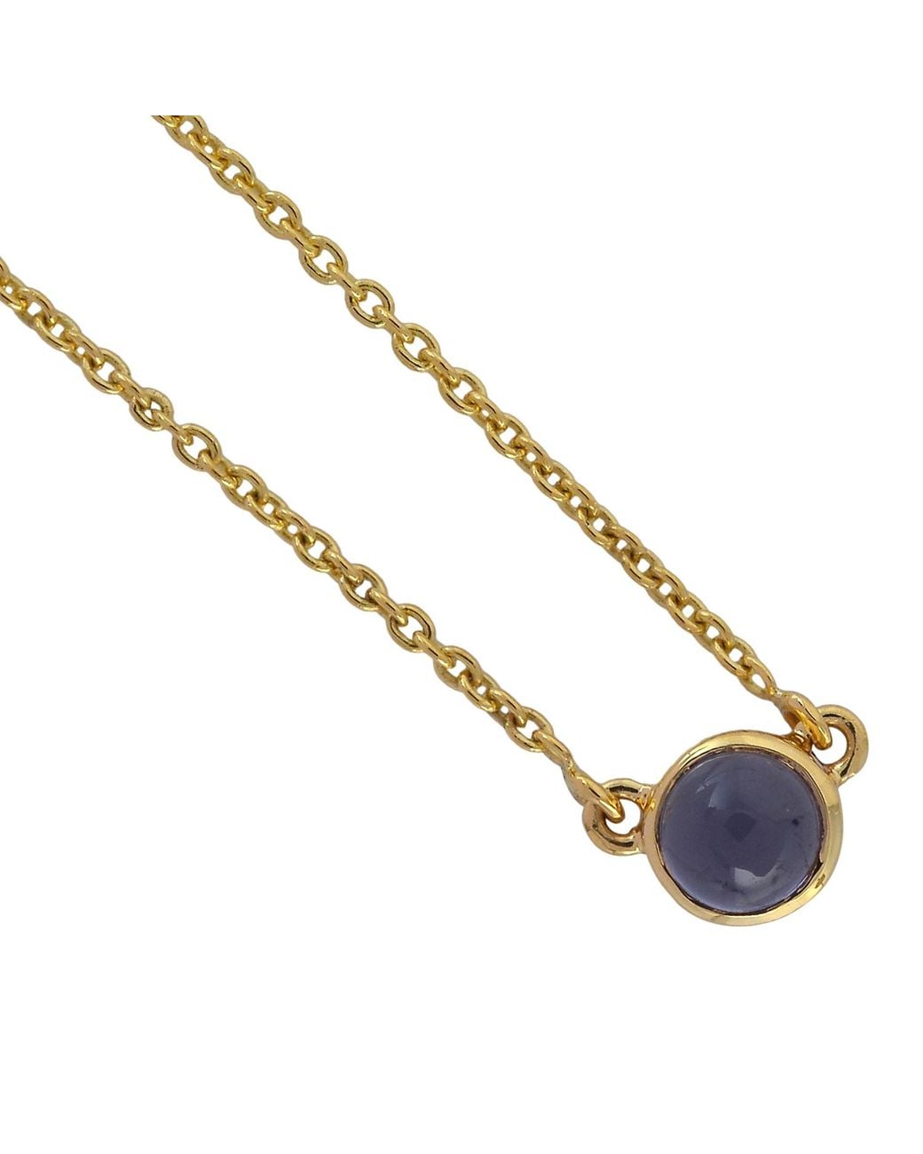 Artisan Metallic 18K Bezel Set Iolite Solitaire Necklace