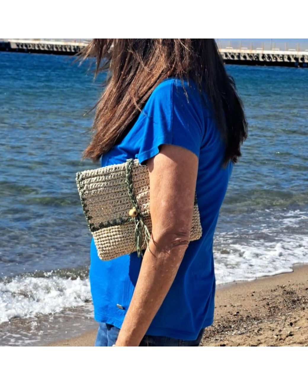 Springmoonatelier Brown Neutrals Raffia Cream Clutch Bag