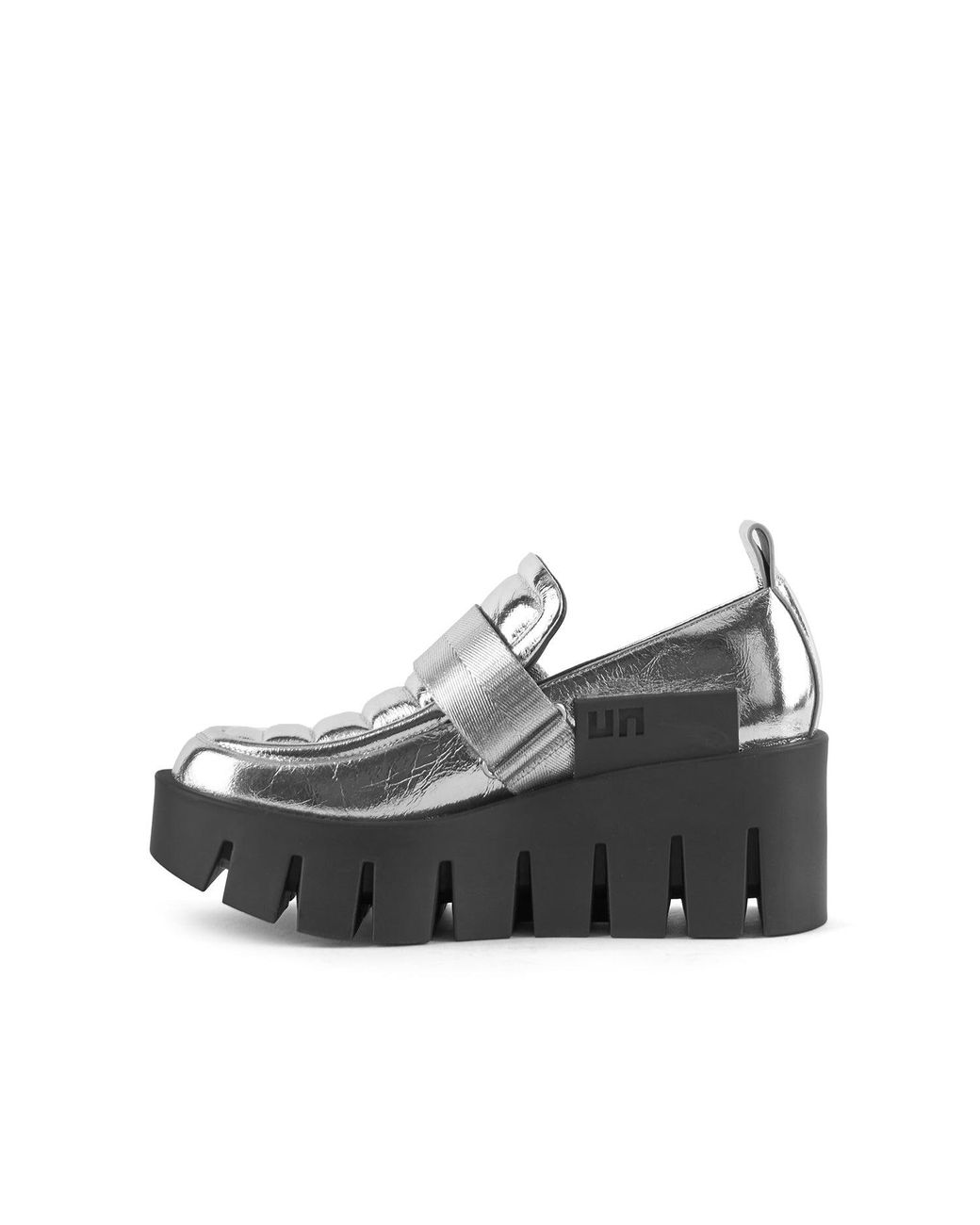 United Nude Gray Quilted Leather Platform Loafers