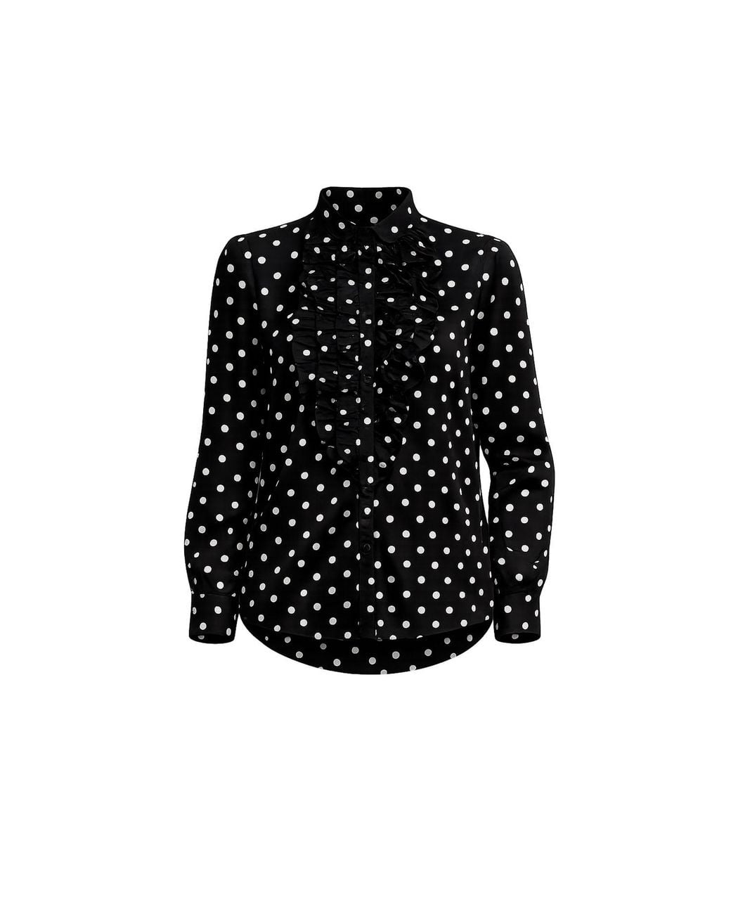 Tantra Spain Sl Black Polka Dot Blouse With Ruffles On The Chest
