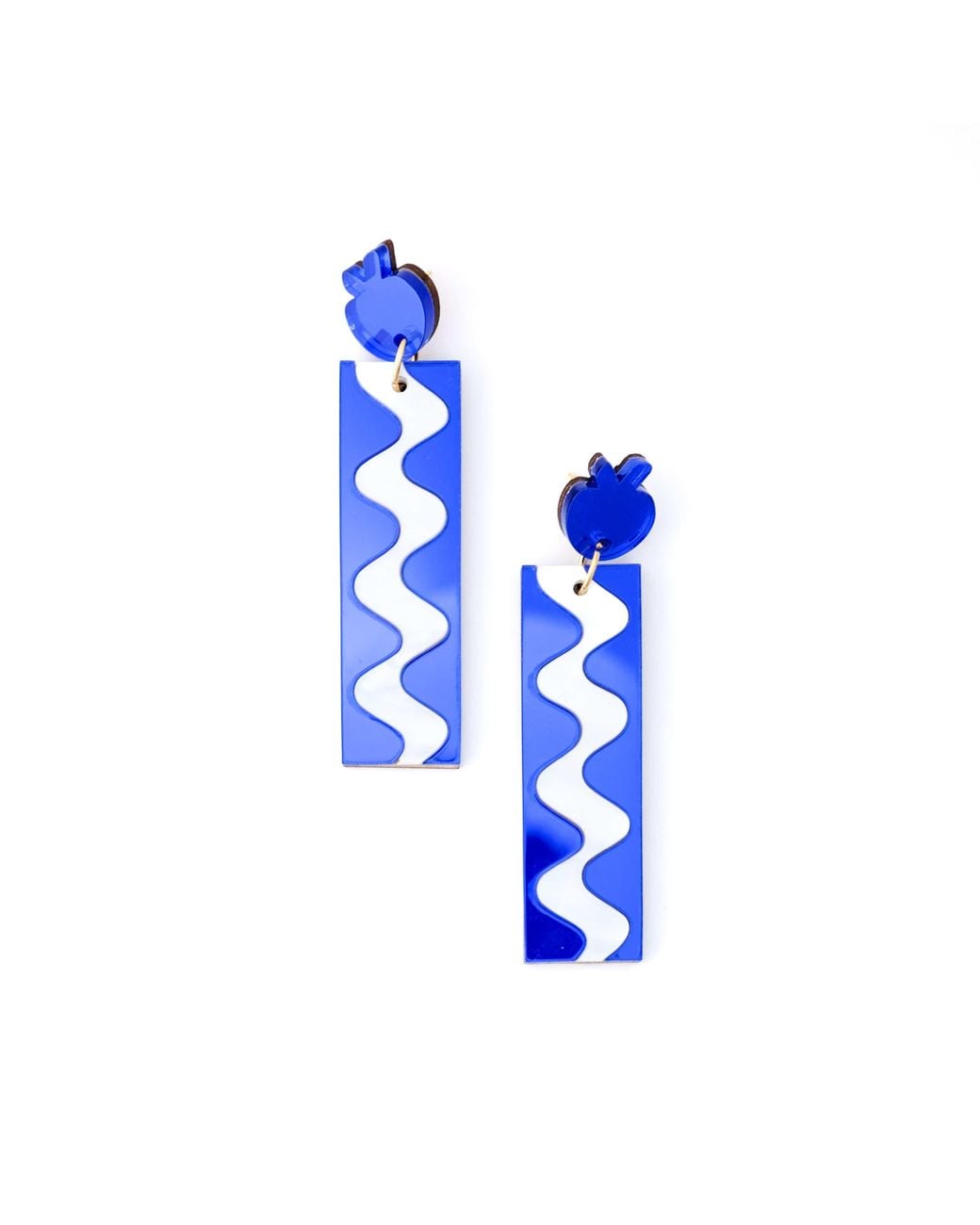 By Chavelli Blue Matisse Wave Dangly Earrings