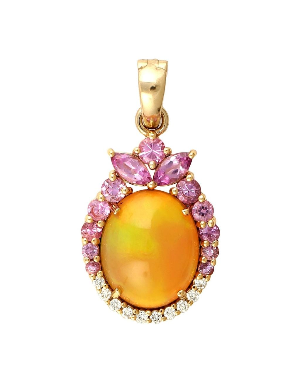 Artisan Orange 18K Opal, Sapphire & Diamond Pendant