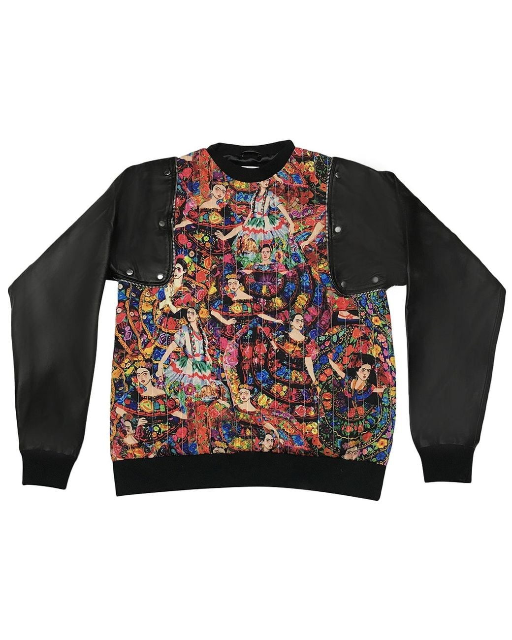 Zasta Studio Black Detachable Leather Cotton Hybrid Sweatshirt A