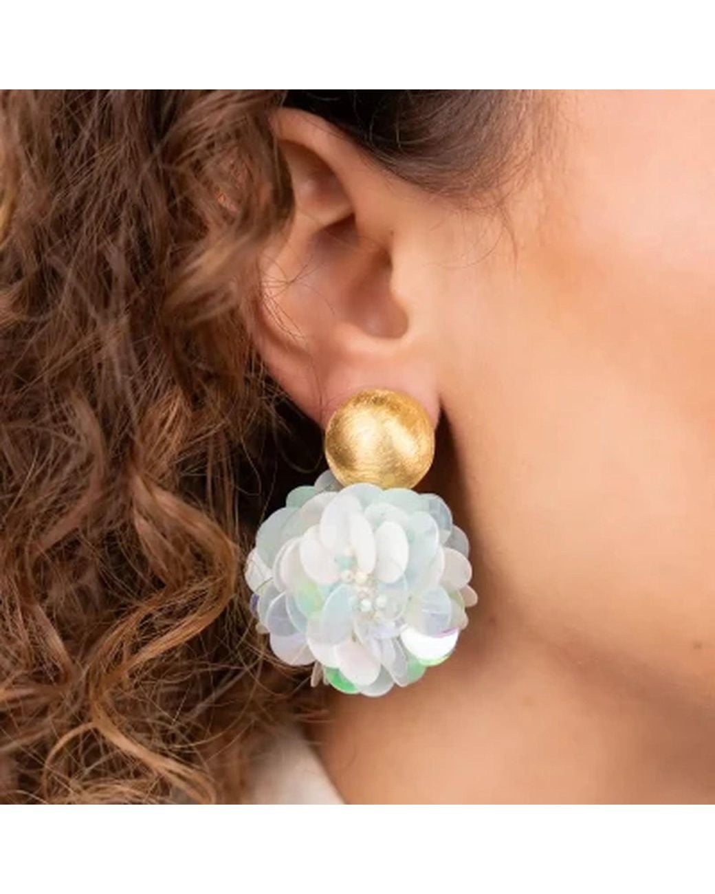 LOTT.gioielli Green Sequin Globe Earrings L