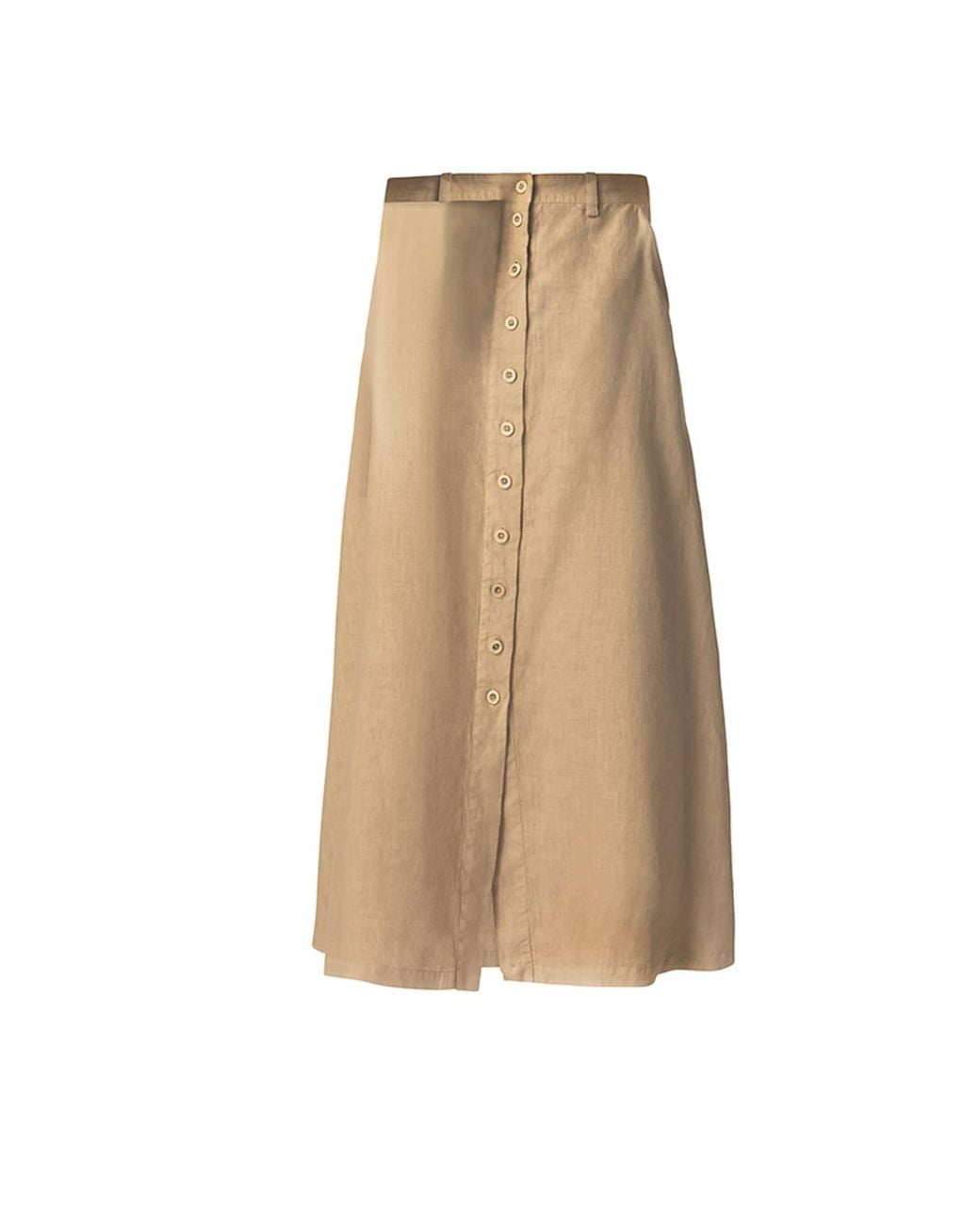 Haris Cotton Natural Neutrals Maxi Front Buttons Linen Skirt Beach Sand