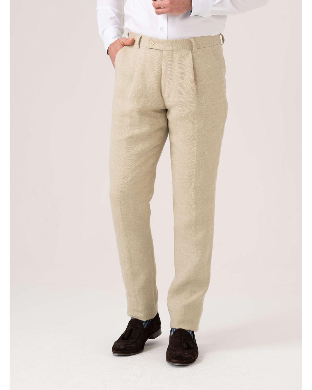Koy Clothing Natural Neutrals Pale Linen Suit Trousers for men