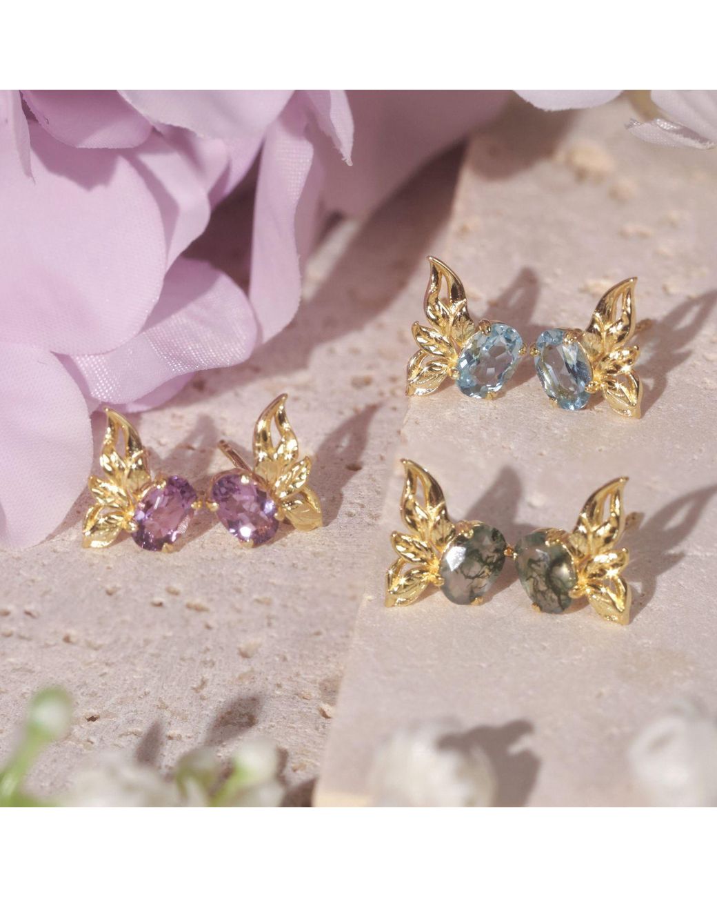 Azura Jewelry New York Pink Sylphae Fairie Amethyst Earrings Vermeil