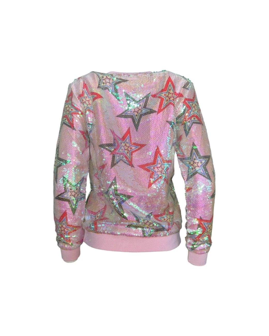 Any Old Iron Pink Iridescent Star Sequin Sweatshirt