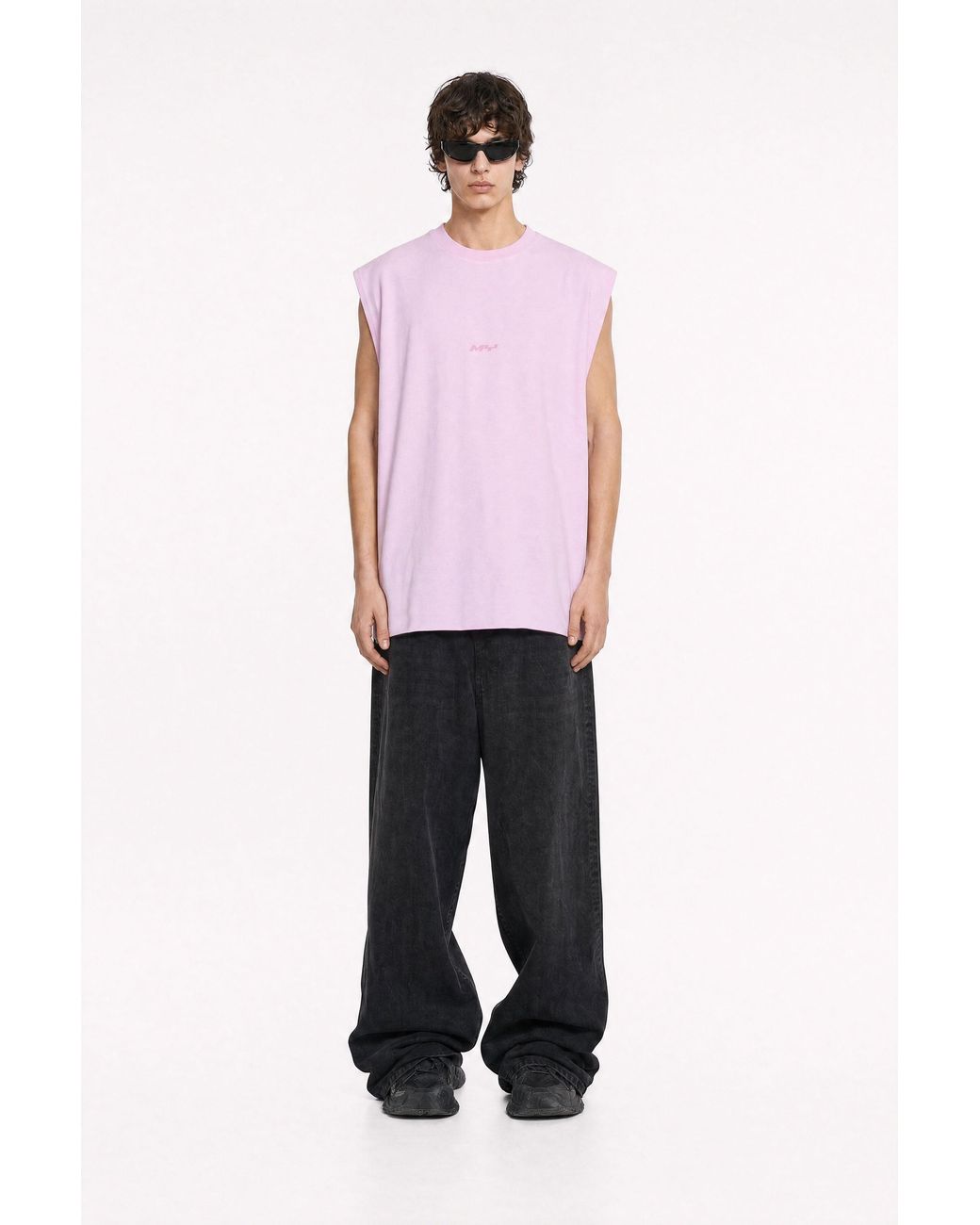 mysimplicated Pink Oversized Sleeveless Tee for men