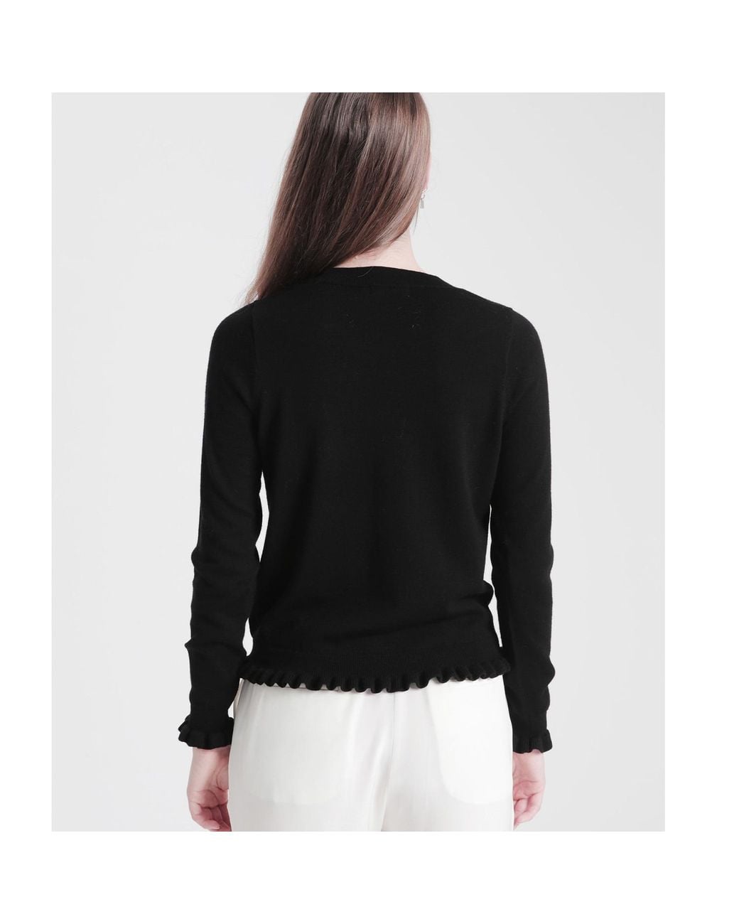 tirillm Black Aspen Merino Wool Sweater With Frills