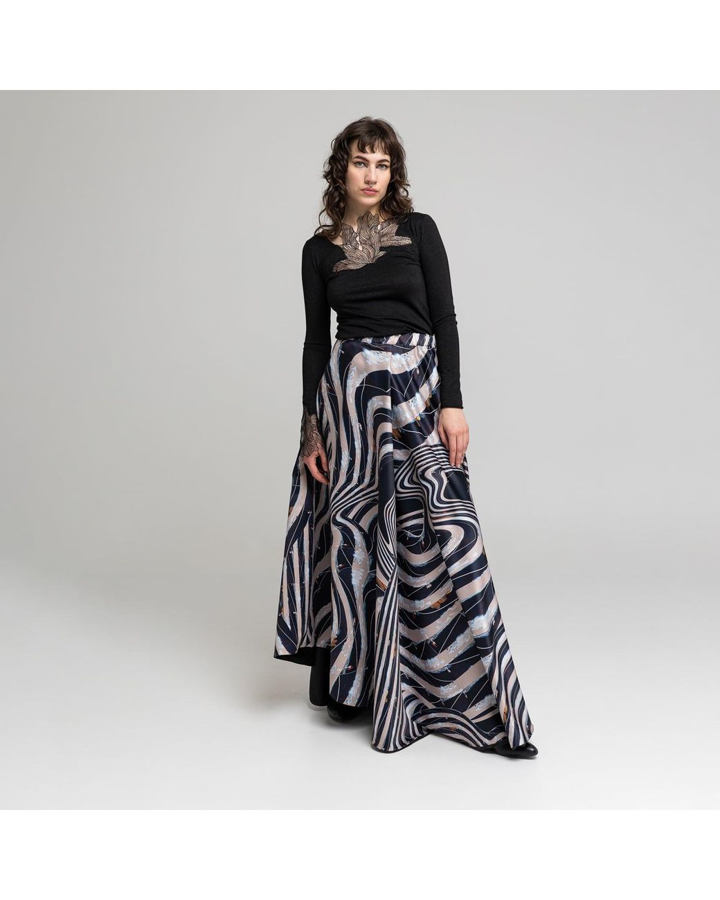 ARTISTA Blue Thia A-Line Maxi Skirt