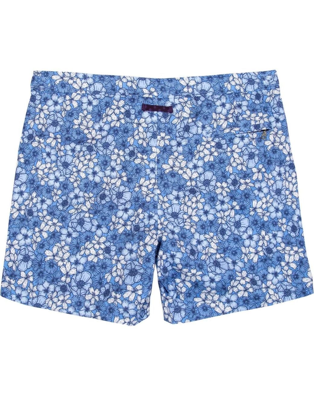 Lords of Harlech Blue Neptune Dense Floral Tailored Swim Short for men