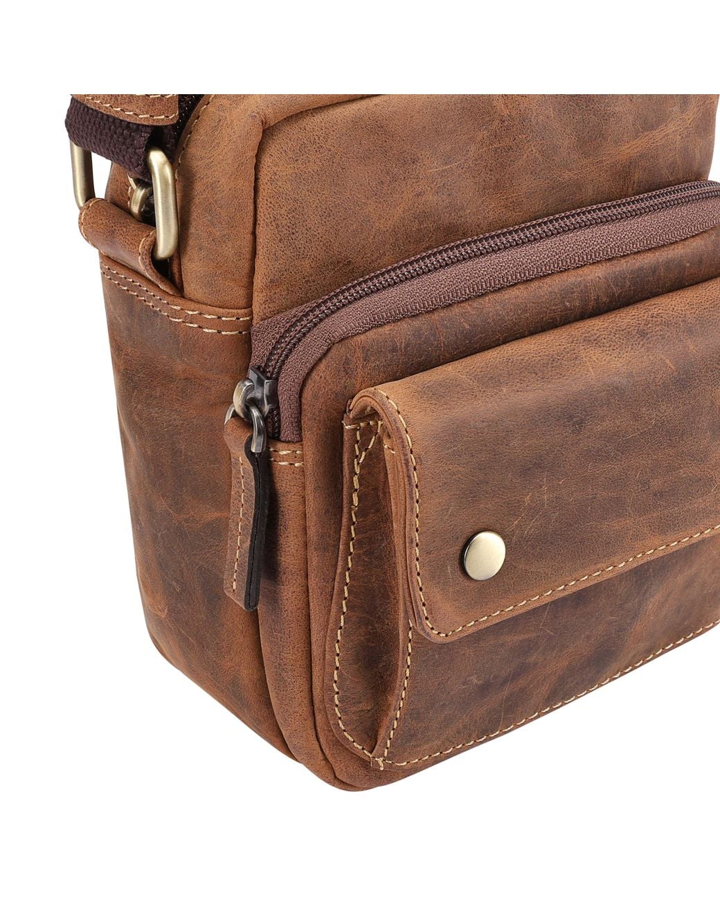 Lloyd Baker Brown Benson Distressed Leather Crossbody Bag for men