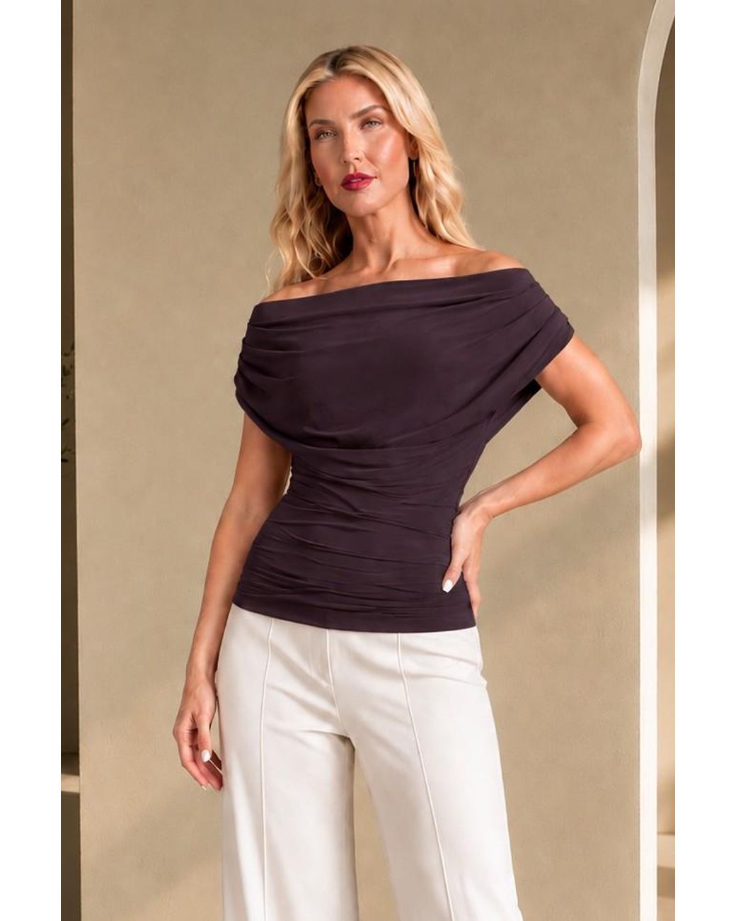 Atom Label Purple Carbon Bardot Occasion Top