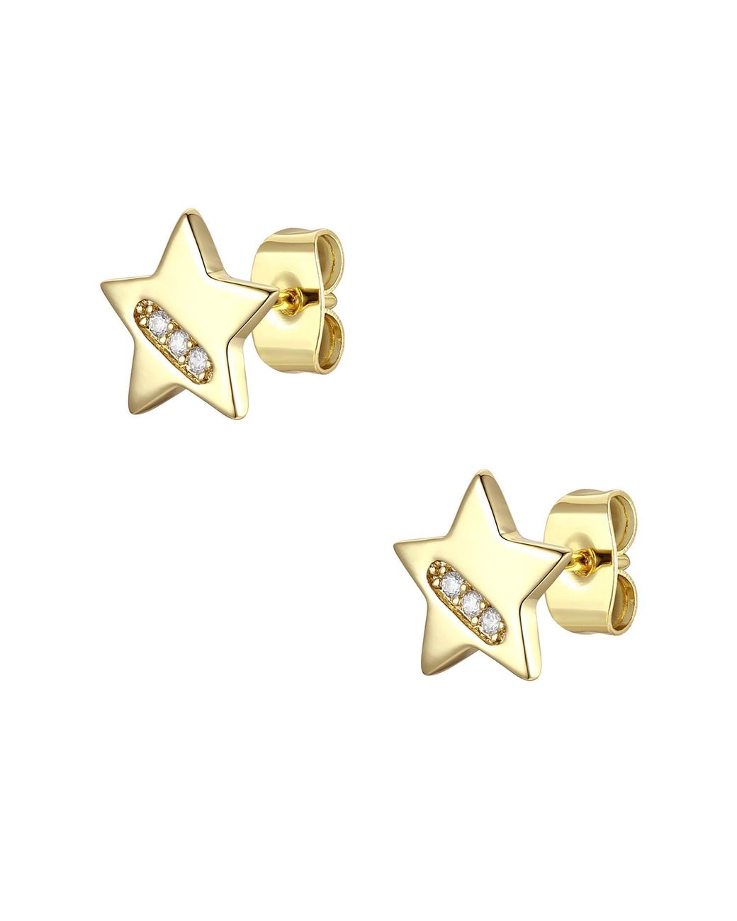 Genevive Jewelry Metallic Rachel Glauber Plated With Diamond Cubic Zirconia Lucky Star Stud Earrings