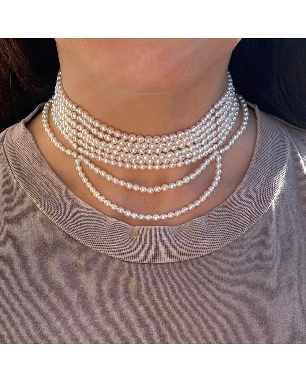 Leni James White The Victoria Pearl Choker Necklace