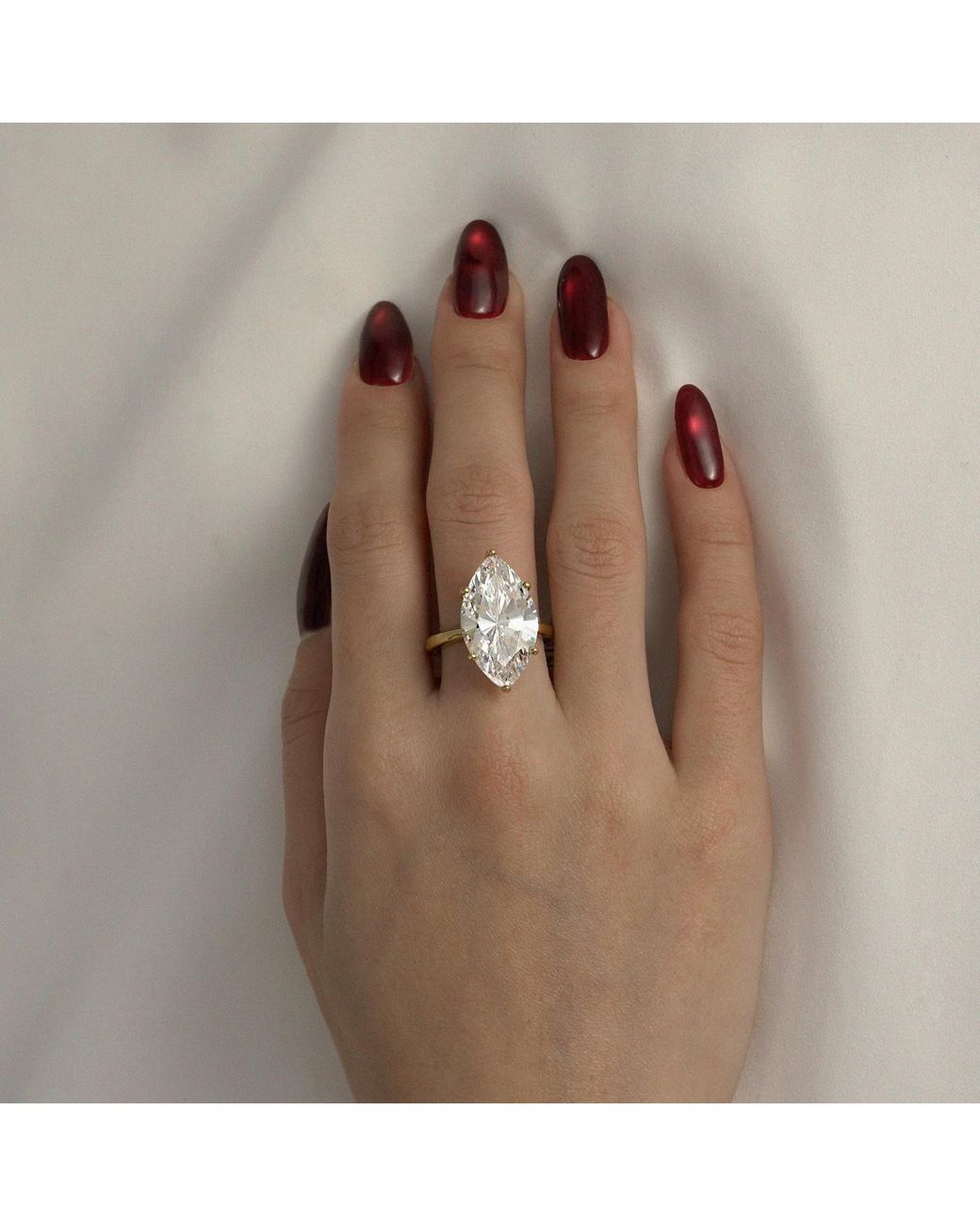 Diamonbliss Metallic Ten Carats Marquise Cut Solitaire Cocktail Ring