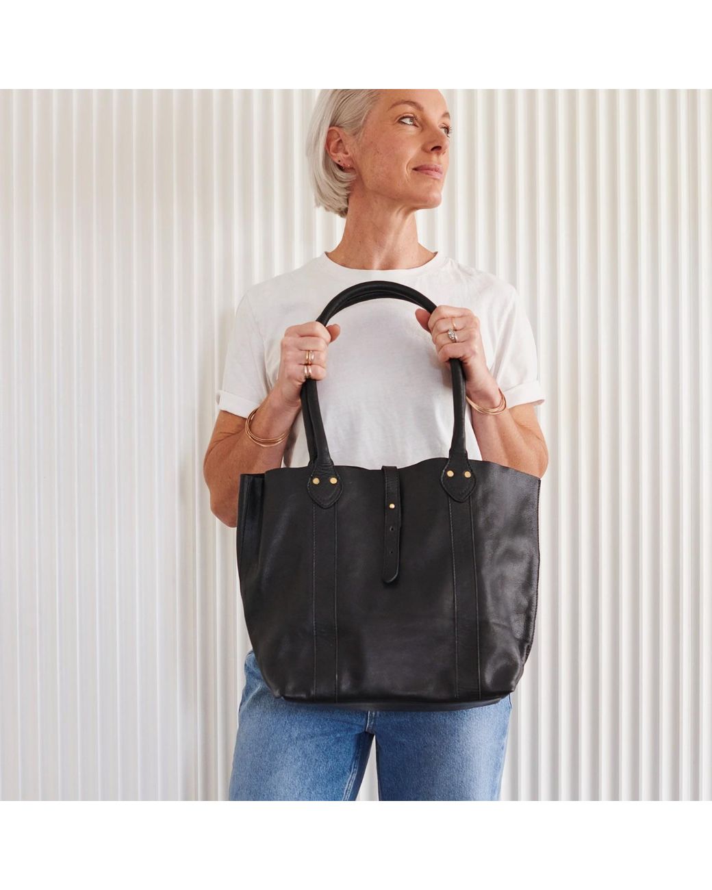 VIDA VIDA Black Soft Luxury Leather Tote Bag
