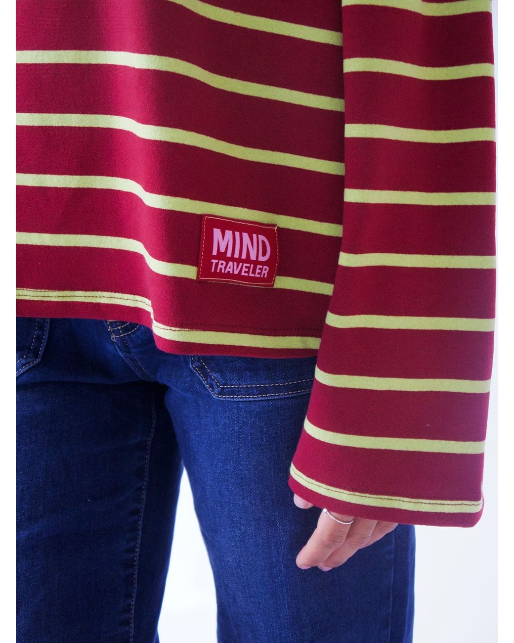 Mind Traveler Red Lime & Burgundy Striped Míriam Long Sleeve Top