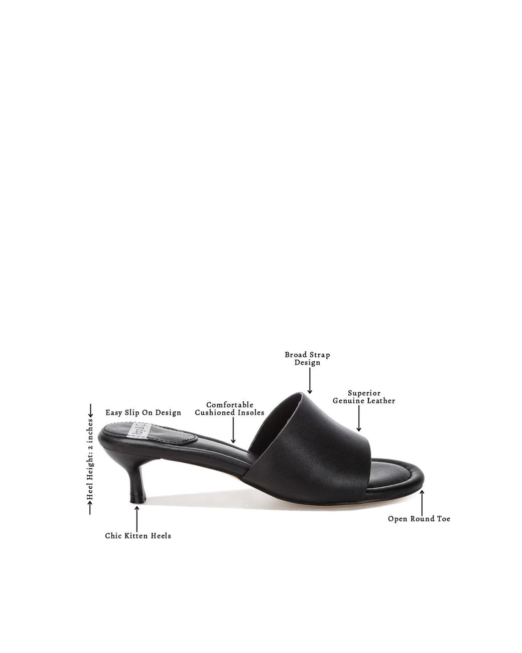 Rag & Co Black Vizzini Kitten Heel Sandals