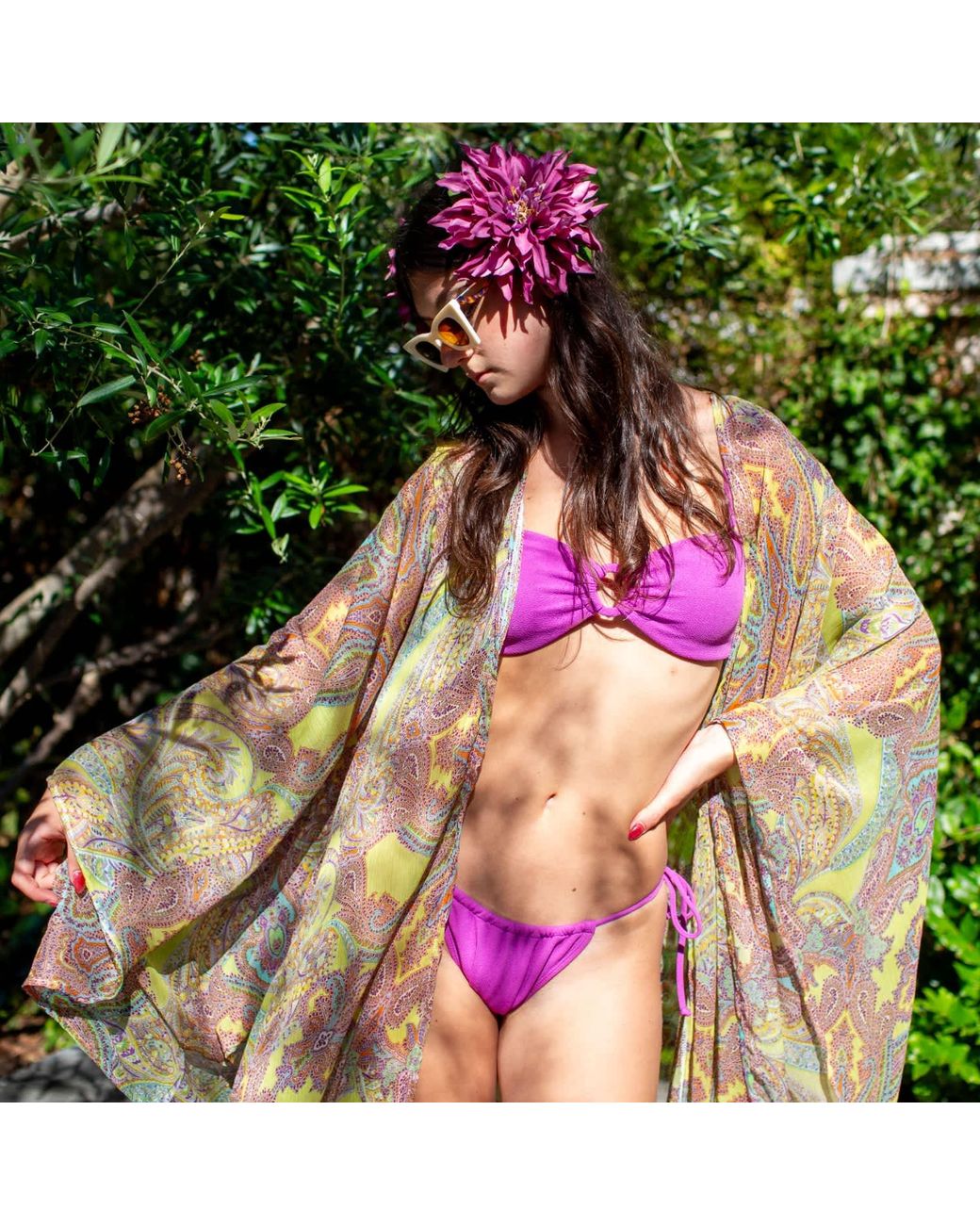Jennafer Grace Metallic Peridot Paisley Kimono