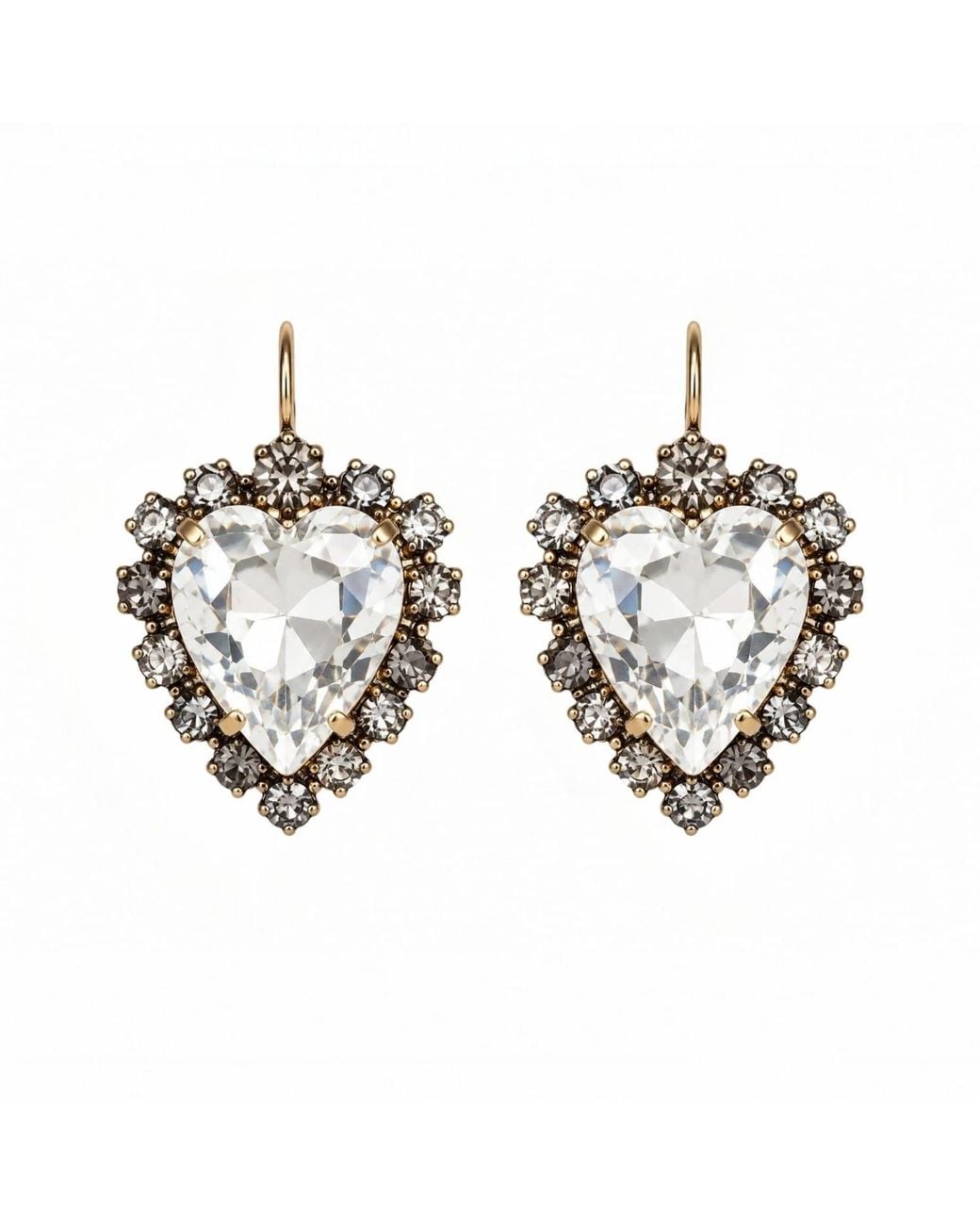 Vstyle Metallic Amore Swarovski Heart Earrings